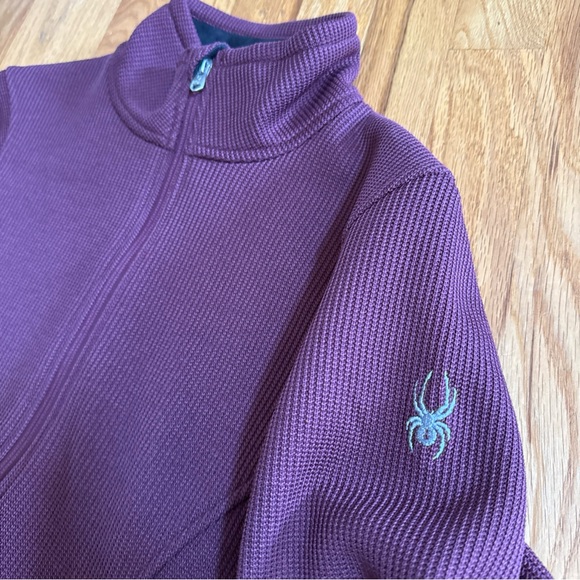SPYDER Cable Knit Women's Maroon Sweater Jacket Full Zip, Size Medium - Picture 4 of 10